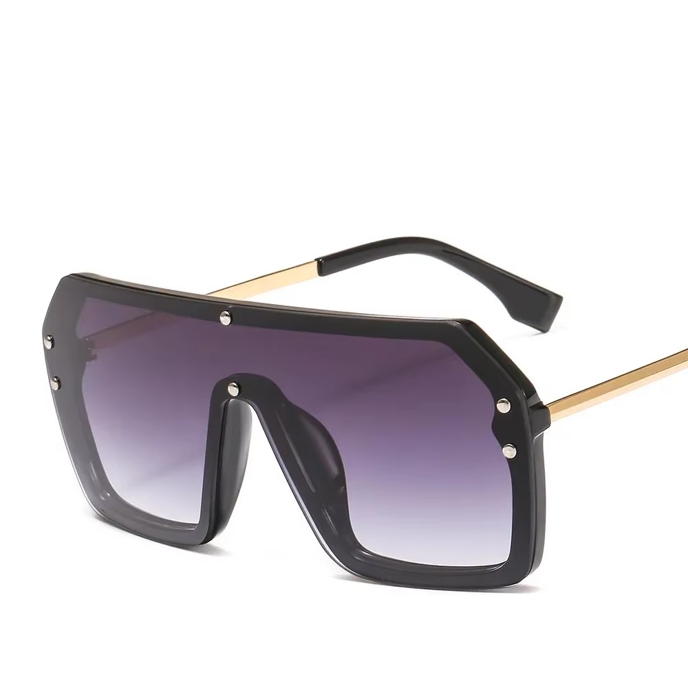 Lunettes de soleil carrées surdimensionnées rétro noires pour femmes, lunettes de protection UV400, grand cadre, marque de luxe