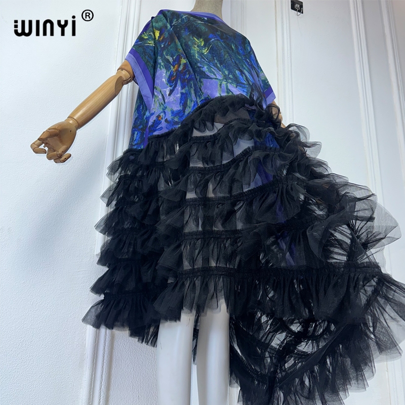 WINYI Africa Clothing Robe Maxi Kaftan Imprimé Bohème Grande Taille pour Femmes, Abaya de Luxe Dubaï 2024, Robe Africaine pour Femmes Musulmanes