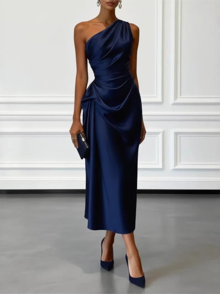 Robes longues élégantes pour soirée pour femmes, mode été 2026, robe maxi en satin sans manches, épaules dénudées, décontractée