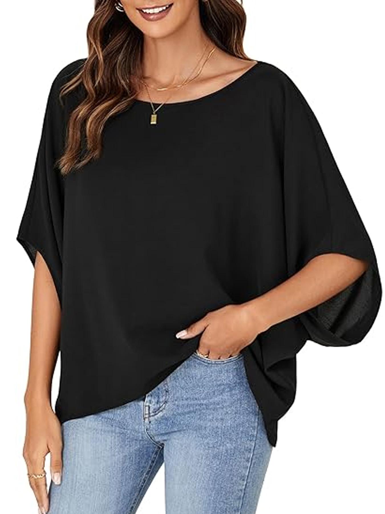 Chemise à manches chauve-souris pour femme, chemisier élégant et confortable pour un usage décontracté, haut tendance pour toutes les occasions