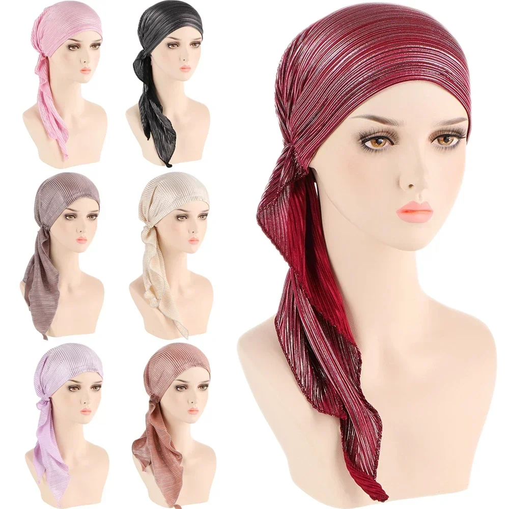 Foulard de tête pour femme musulmane, bonnet de chimio, turban pré-noué, vêtements de sauna, bandana, écharpe de sauna contre le cancer et la perte de cheveux, chapeau rond, hijabs