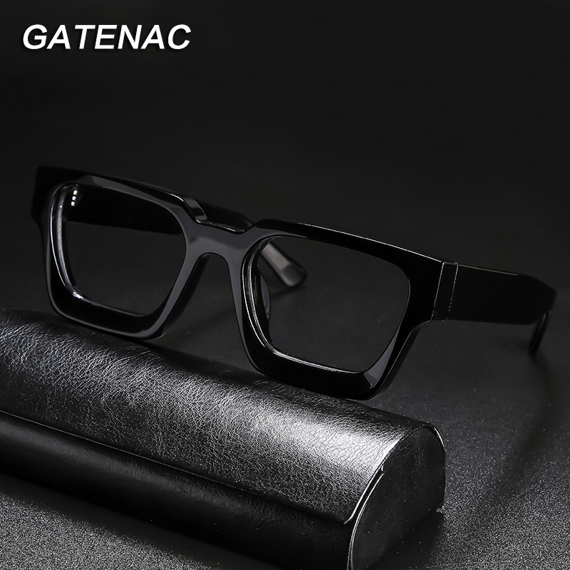 Vintage acétate lunettes de Prescription cadre hommes carré Transparent optique myopie lunettes cadre femmes luxe rétro lunettes