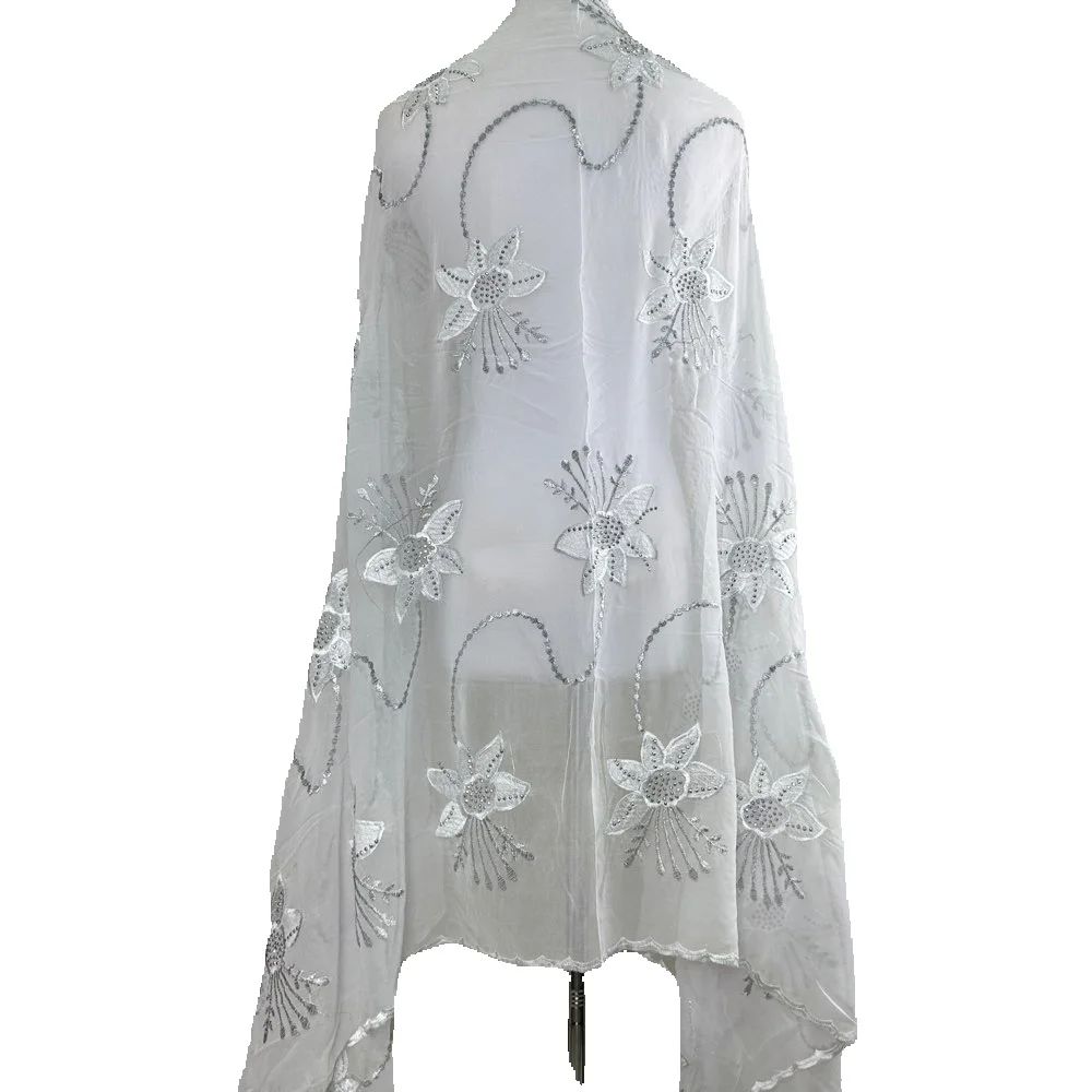 Nouveau Foulard Dubaï 2025 pour Femmes Musulmanes, Grand Hijab en Chiffon Africain, Hijab Islamique, Pashmina, Turban, Voile Brodé, Châles