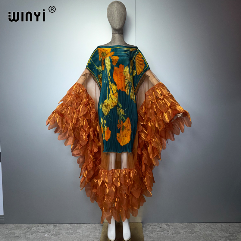 Robe d'été décontractée WINYI pour femme, élastique, plissée, style bohème, Abaya de soirée, Dubaï, luxe, pour femme musulmane, tendance