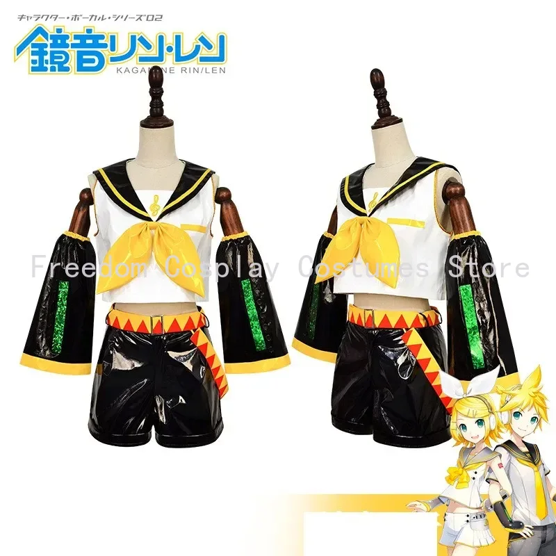 Costume de Cosplay Anime Kagamin Len/Rin, uniforme Rin Kagamin, tenues Len, manches incluses, Leggings, couvre-chef pour tenues de bande dessinée