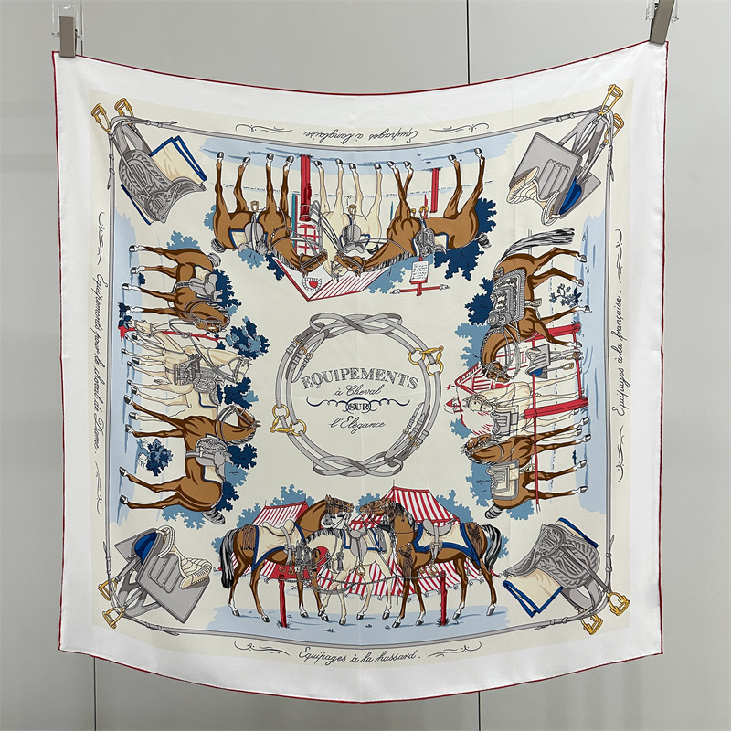 Écharpe en twill de soie de luxe à imprimé simple face 90*90cm, châle carré en soie tendance pour femme, vente chaude