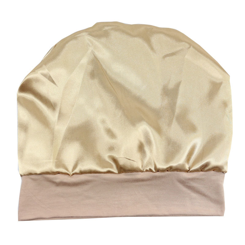 Bonnet à cheveux doublé en satin pour hommes et femmes, bonnet de nuit élastique en coton de bambou, bonnet injullies Skullies, enveloppement de sauna pour cheveux bouclés