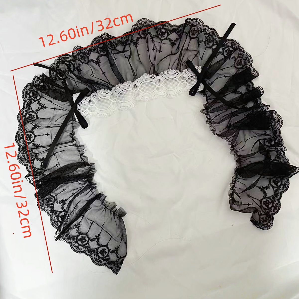 Voile Lolita pour femme, bandeau en dentelle noir et blanc, coiffe gothique Harajuku pour cosplay, accessoire capillaire féminin pour Halloween