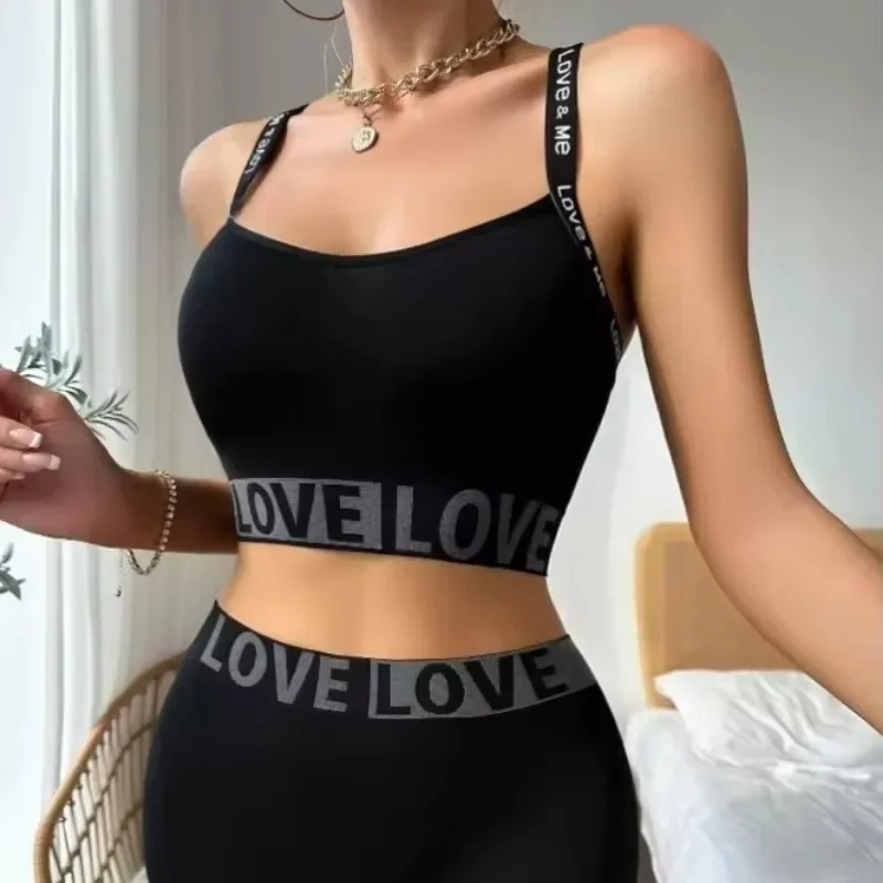 Vêtements de Fitness en plein air ensemble de soutien-gorge pour femmes ensemble de sous-vêtements de sport Alphabet pour femmes Camisole beau dos