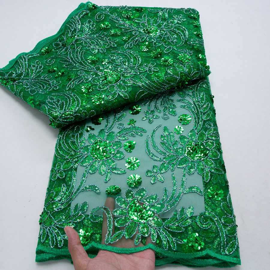 Tissu en dentelle de tulle brodé français de luxe 2026 pour robe de mariée, style africain nigérian, matériau de couture, 5 yards