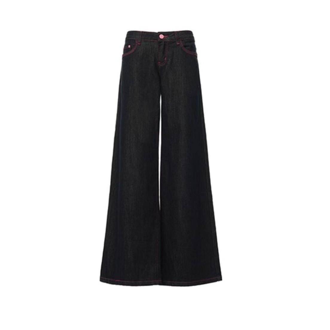 Jeans et pantalons pour femmes, taille basse, coupe évasée, en denim délavé, style décontracté d'été, effet ventre plat, jambe longue, coupe droite, jambe large