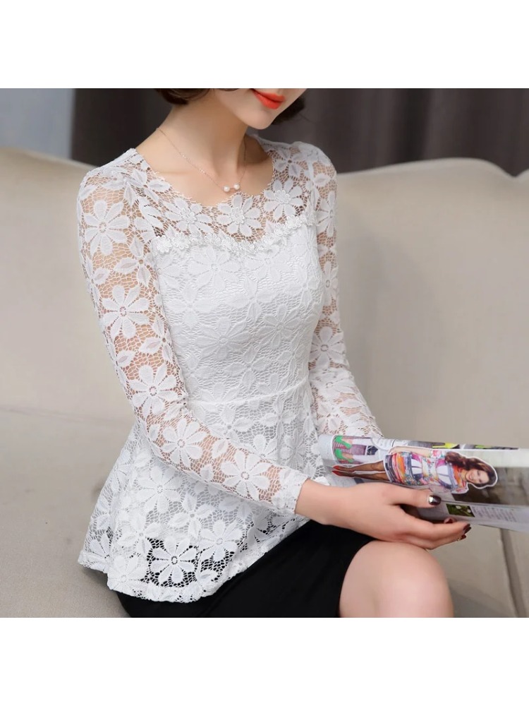 Femmes blusas blusa longa camisa feminina vintage à manches longues dentelle blouse plissado topo chemise femme grande taille S-5XL