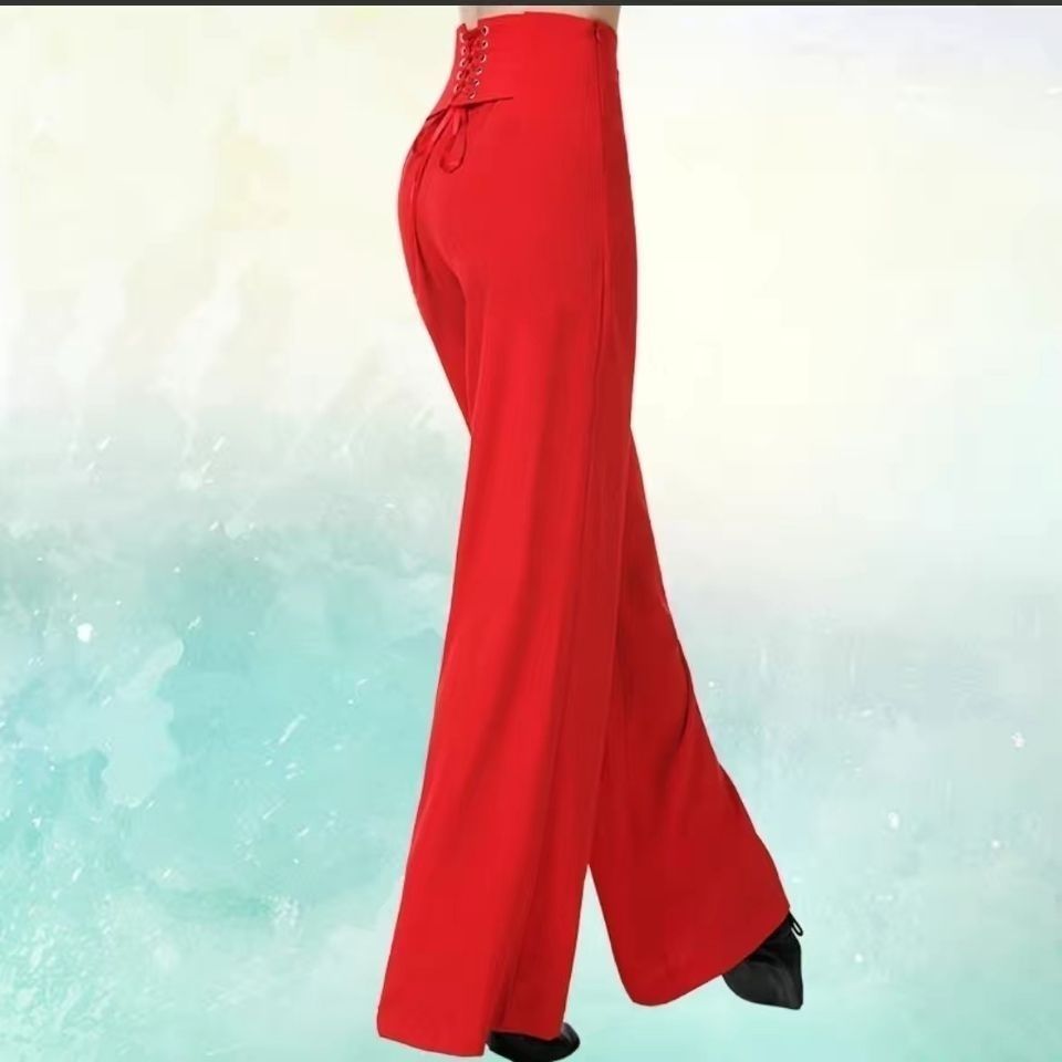 Pantalon femme pantalon de danse latine danse moderne danse salle de bal pantalon à jambes larges dames taille haute décontractée pantalon en mousseline de soie ample