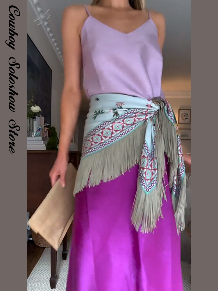 Écharpe carrée vintage imprimée à franges et patchwork pour femme, vert, mode décontractée, style urbain, châle de printemps 2026