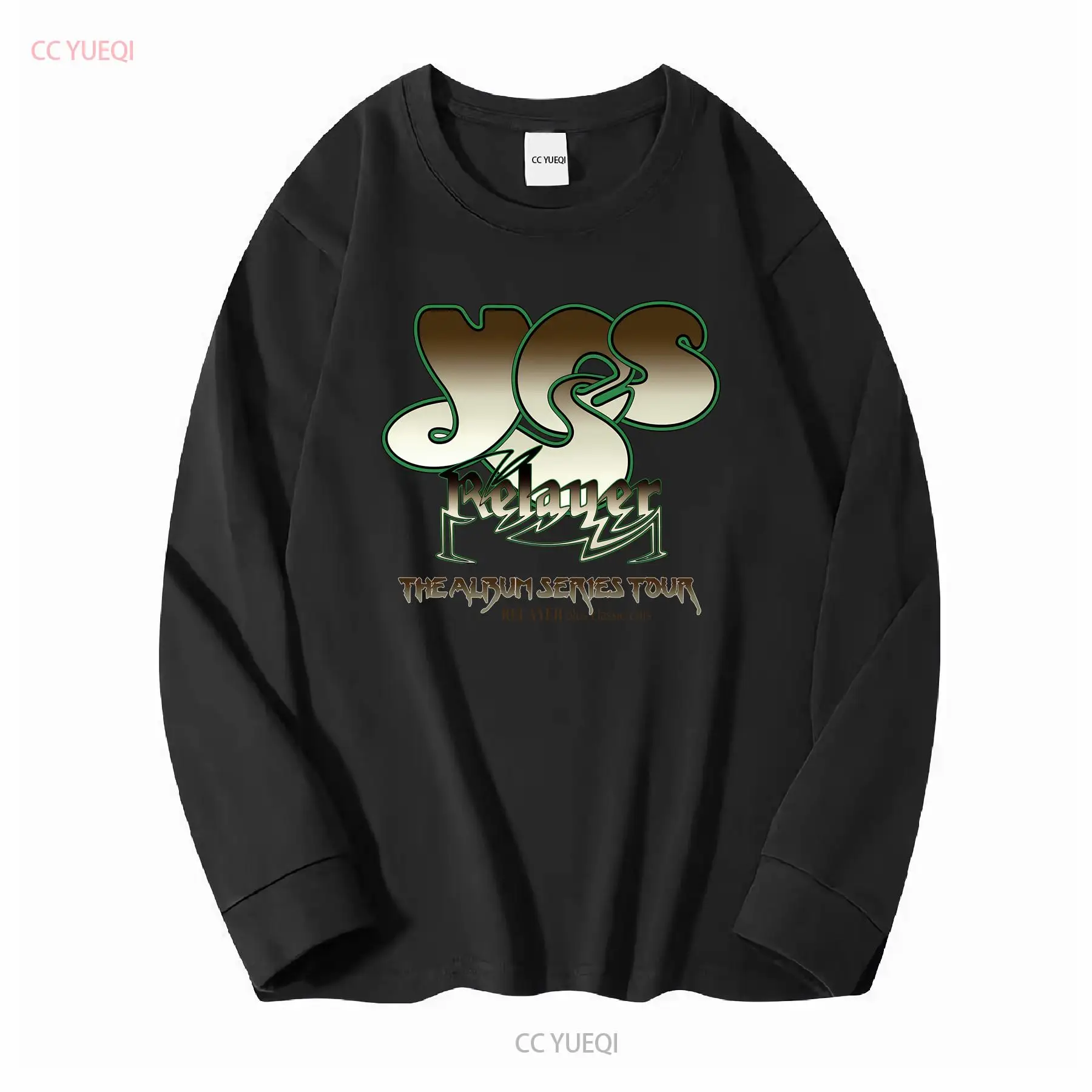 T-shirt en coton Oui Mussic Relayer The Album Series Tour Jon Anderson Steve Howe manches longues ou courtes vintage Lavé Polyvalent