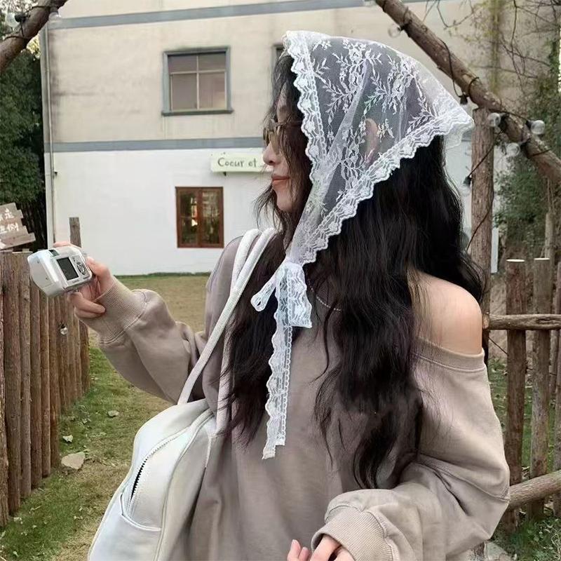 Écharpe bandana en dentelle mignonne, triangle convertible, foulard, ceinture chaîne de taille, accessoire pour femme sexy, tenue esthétique tendance à volants
