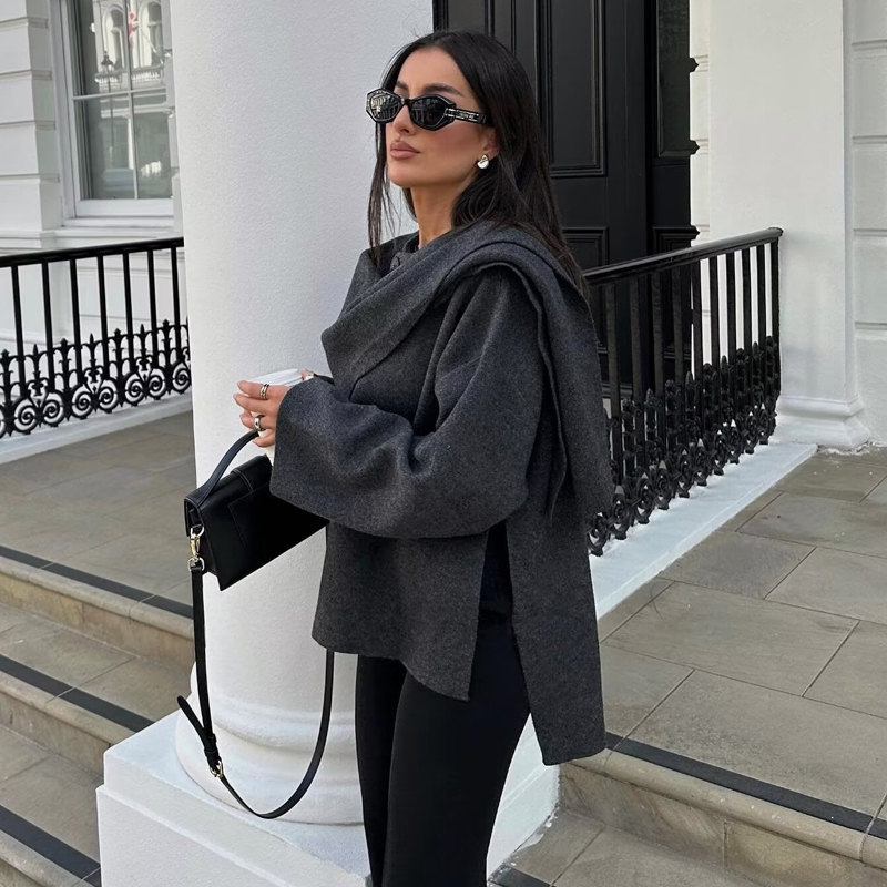 MUJER peluche manteaux d'hiver pour femmes écharpe asymétrique Demi-saison veste pour femmes Parkas à manches longues manteau rembourré femme veste