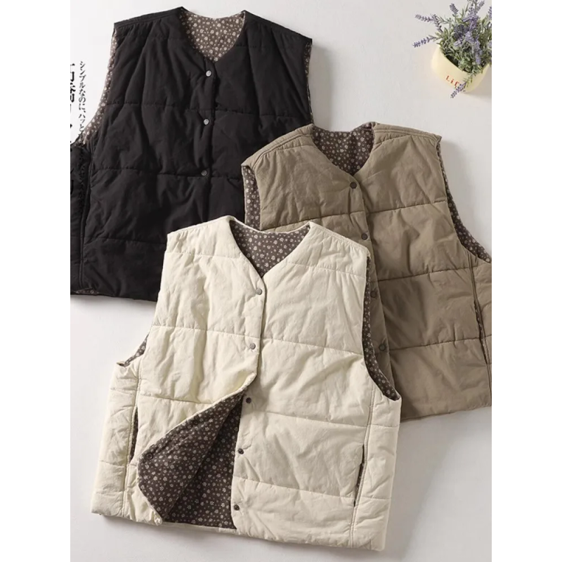 Gilets d'extérieur matelassés Vintage pour femmes, vestes décontractées surdimensionnées sans manches, doublure épaisse et chaude, nouvelle collection hiver 2025