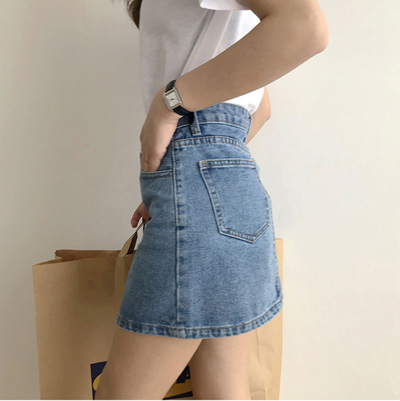 Jupe courte amincissante taille haute, Version coréenne, nouveau Style Ins, sac rétro en Denim, jupe de hanche pour éviter d'un mot
