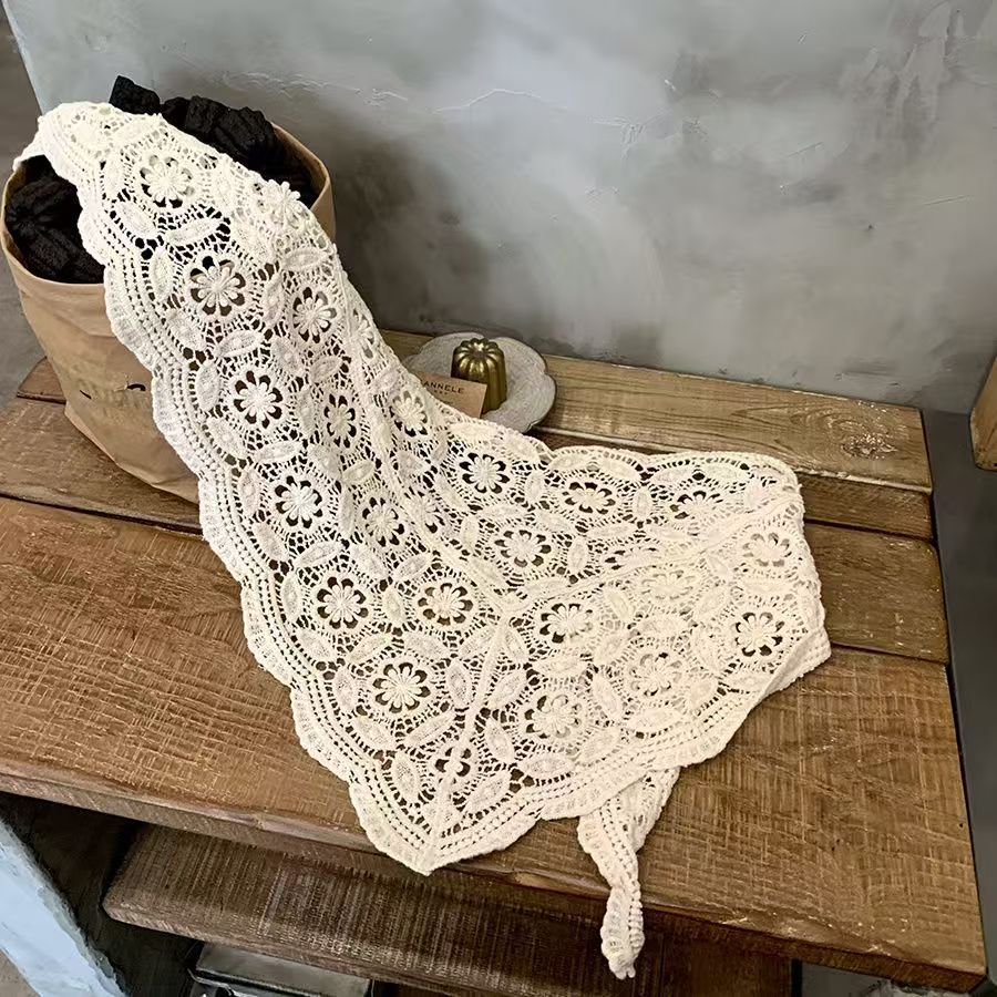 Foulard en dentelle tricotée au crochet, adapté aux vacances à la plage, à un usage quotidien, respirant, protection solaire, 1 pièce