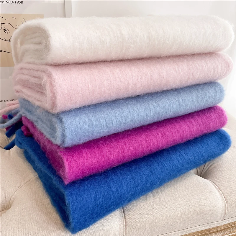 Écharpe d'hiver pour femmes cachemire chaud solide Pashmina couverture enveloppes femme épais doux Bufanda grand gland châle Long Poncho Echarpe