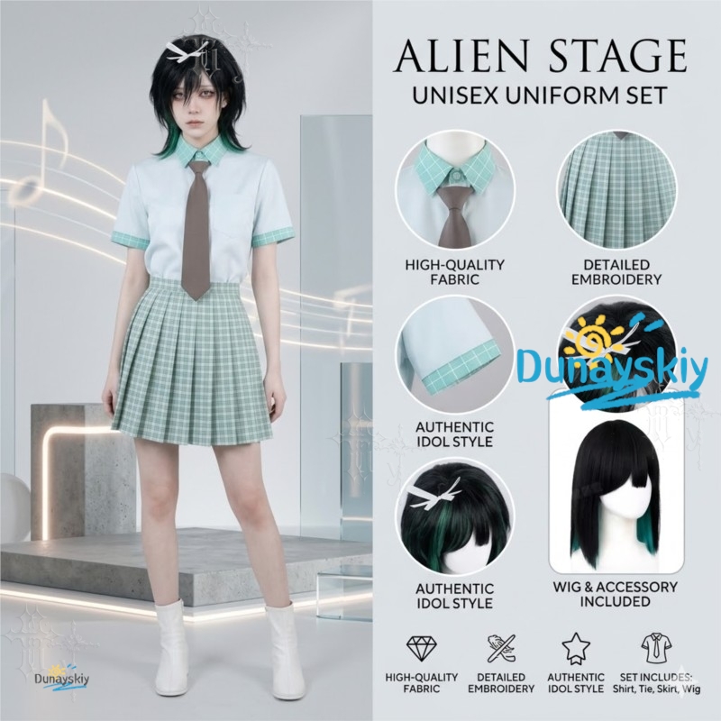 Alien Stage Anakt Garden School Uniform Ivan Luka Mizi Sua Ensemble complet de costume de cosplay, tenue d'anime, tenue de jeu de rôle pour fête, tenue scolaire