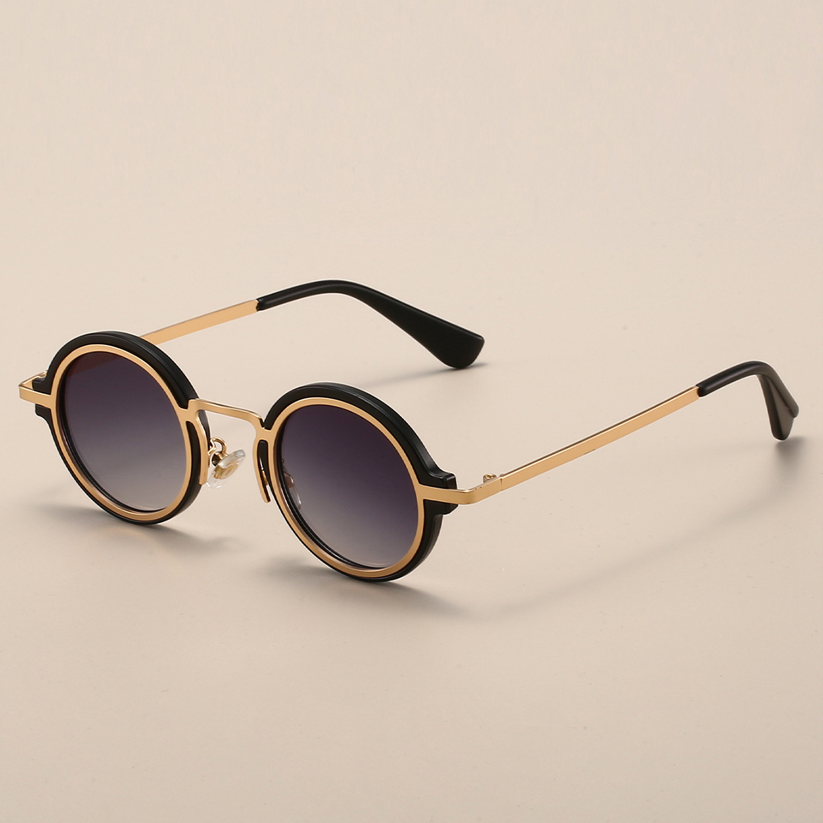 Punk Vintage lunettes de soleil rondes hommes nouvelle mode Punk dégradé décor nuances femmes à la mode marque de luxe Design lunettes de soleil en plein air