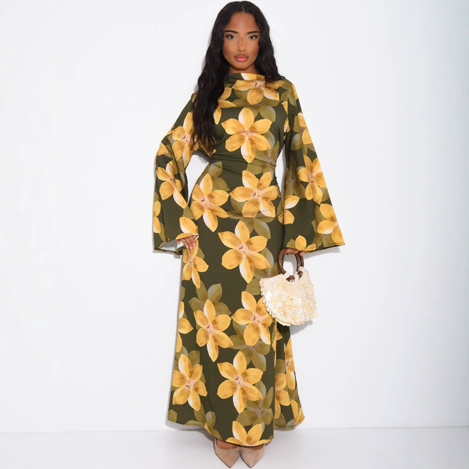 Robe Abaya pour femme Eid, Jalabiya musulmane à imprimé floral, Abayas à lacets, Kaftan arabe, longue robe, Ramadan, Maroc, Dubaï, Vestidos