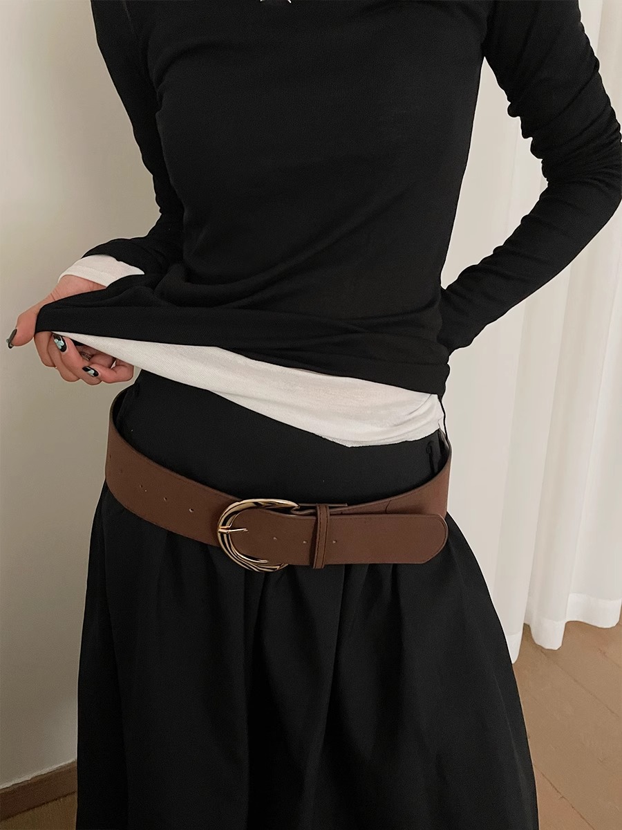 Ceinture large pour femmes, nouvelle ceinture de taille en cuir polyvalente haut de gamme, Style occidental américain rétro pour filles, printemps 2025