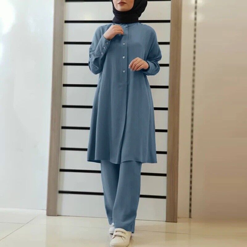 Ensemble Deux Pièces Abaya pour Femme, Chemises et viser Modestes, Robe Musulmane Islamique, Caftan Décontracté, Vêtements Turquie, Automne