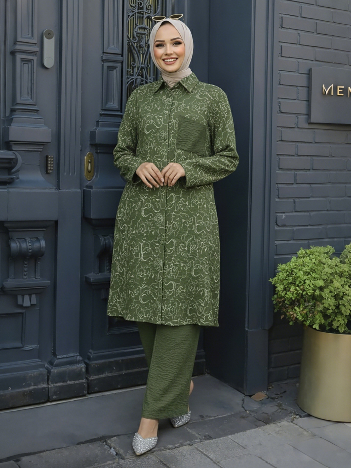 Ensemble de 2 pièces pour femmes pour l'Aïd, haut long, pantalon large, chemisier imprimé musulman, jalabiya, Ramadan, Dubaï, ensembles musulmans, longue tenue arabe
