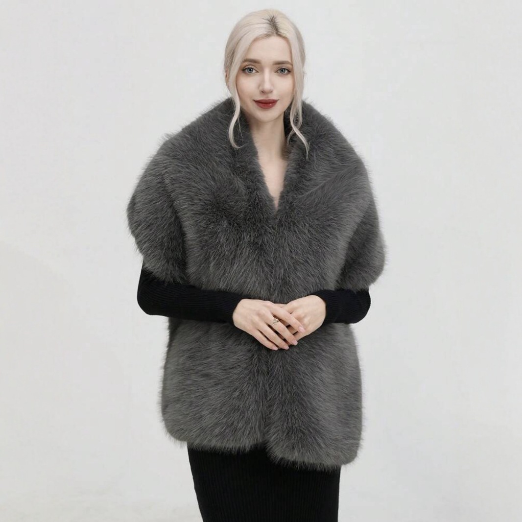 Étole extra longue en fausse fourrure de renard, châle en peluche épaisse pour femmes, robe de soirée d'hiver, enveloppe de luxe
