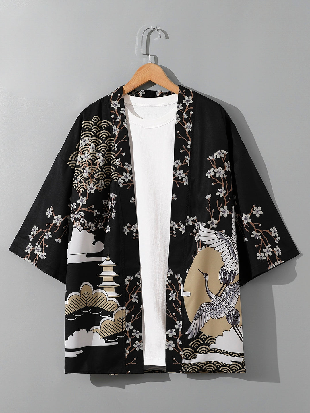 KIMONO Chemise imprimée à manches courtes pour homme, tendance nationale, style Harajuku rétro, cardigan et vêtements