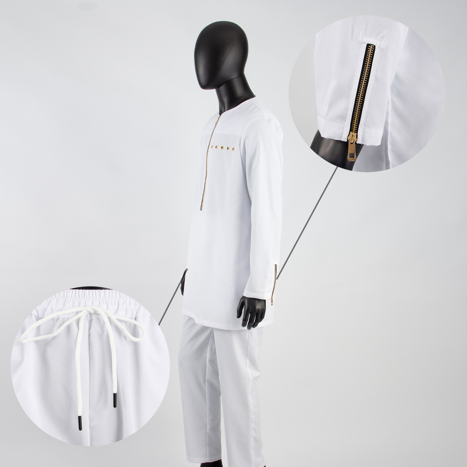 Bazin Riche-Vêtements traditionnels africains pour hommes, chemises et pantalons à fermeture éclair, ensemble 2 pièces formel trempé pour soirée de mariage, A2316036