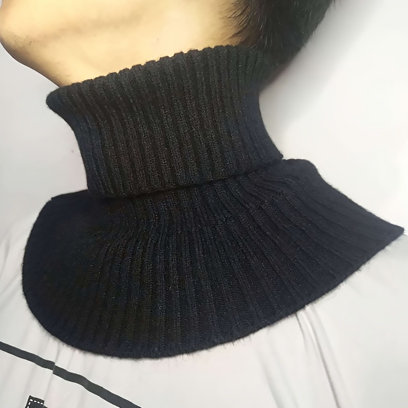 Écharpe tricotée pour hommes, faux col détachable, chauffe-cou, coupe-vent, en coton, à volants, couverture de col enveloppant, 27x18cm, hiver
