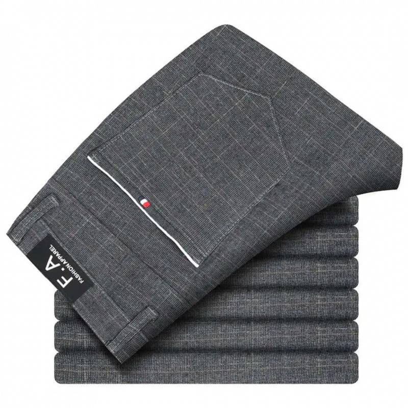 Pantalon décontracté en coton respirant et confortable pour hommes, coupe cintrée, droit, style coréen, extensible, noir, gris, bleu