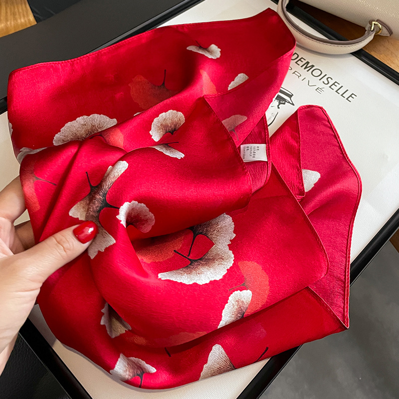 Foulard en soie véritable pour femmes, élégant, imprimé Floral, bandeau de cou, petits foulards carrés, cravate, nouvelle collection printemps 100%, 2023
