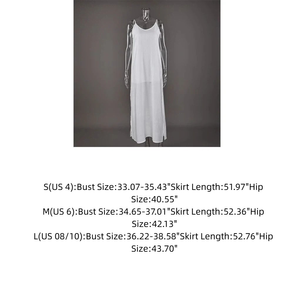 Robe longue décontractée à col en V, sans manches, dos nu, blanche, coupe droite, pour femme, été