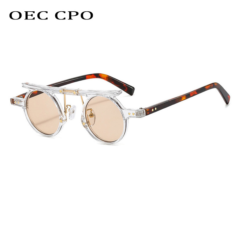 Petites lunettes de soleil rondes Punk pour femmes et hommes, verres océan gris clair, multicolores, luxe, Rivets, nouvelle collection