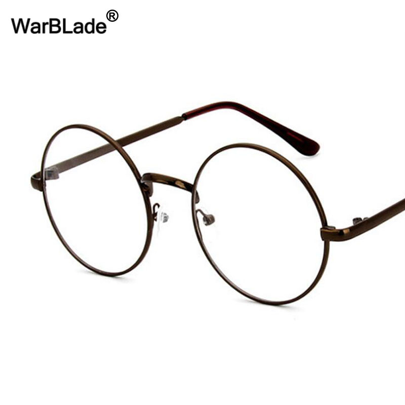 WarBLade Vintage lunettes rondes lentille claire mode or rond cadre en métal lunettes optiques hommes femmes monture de lunettes faux lunettes