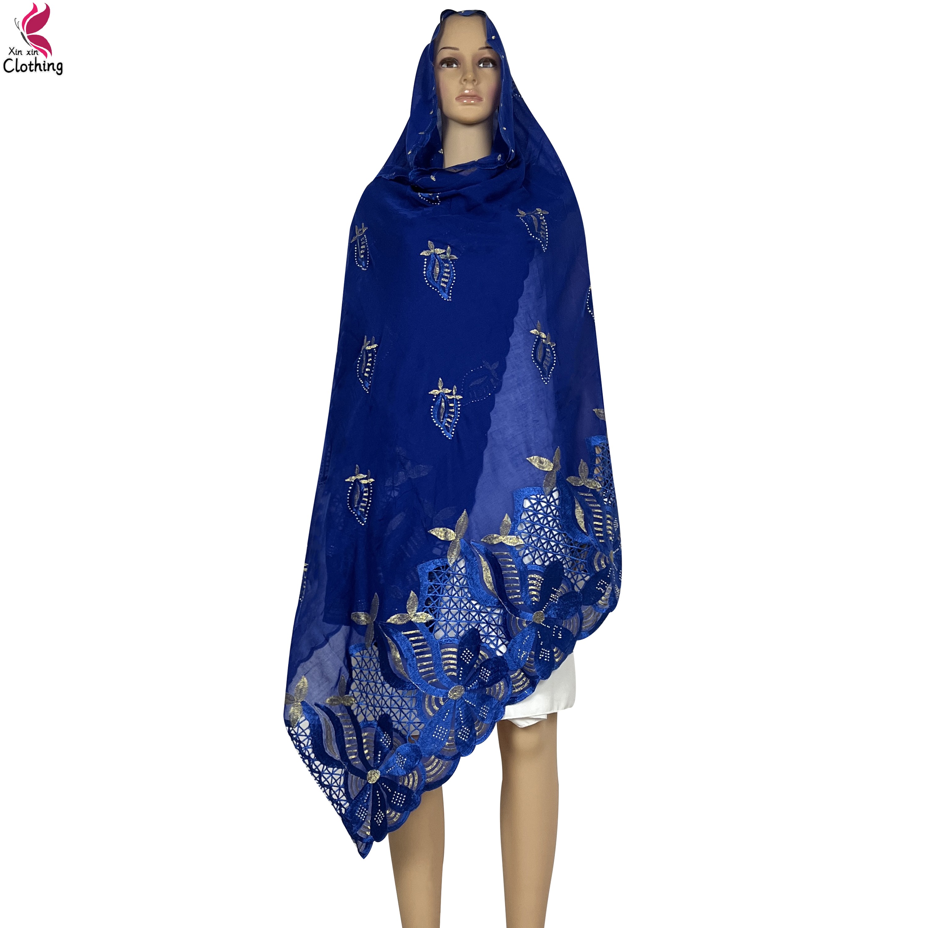 Écharpe africaine en mousseline de soie de haute qualité pour femmes, écharpe douce, motif brodé musulman, Hijab, dubaï, Islam, dernière collection 2024