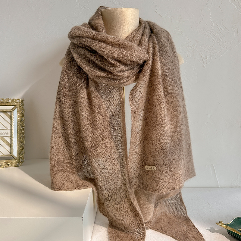 Cachemire italien vieux argent classique imprimé écharpe en cachemire automne et hiver tricoté châle vêtements d'extérieur pour femmes