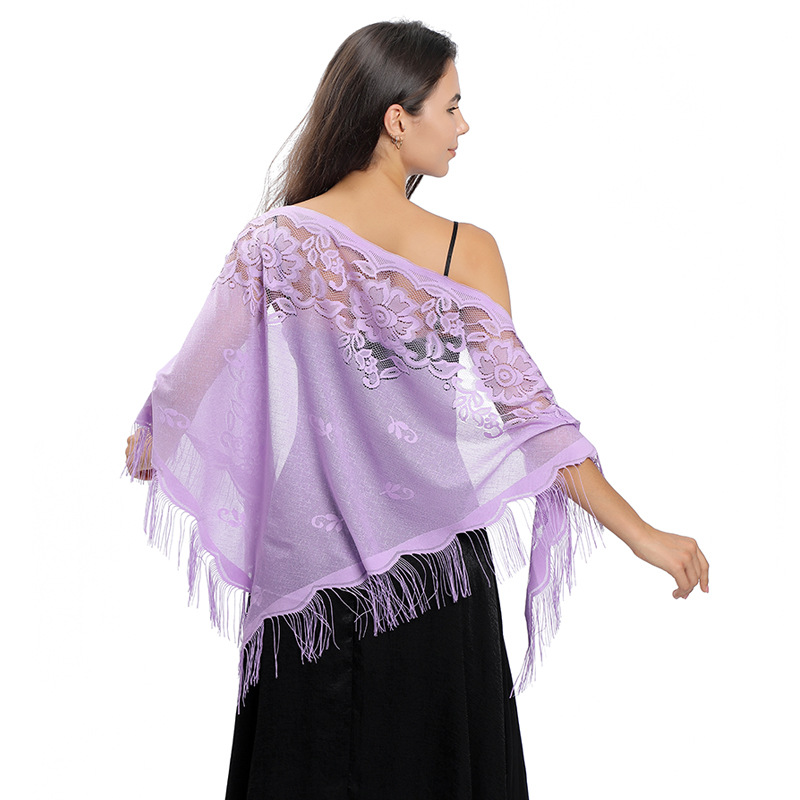 Châles et enveloppes en dentelle triangle pour robes de soirée, pompons, maille, fête de mariage