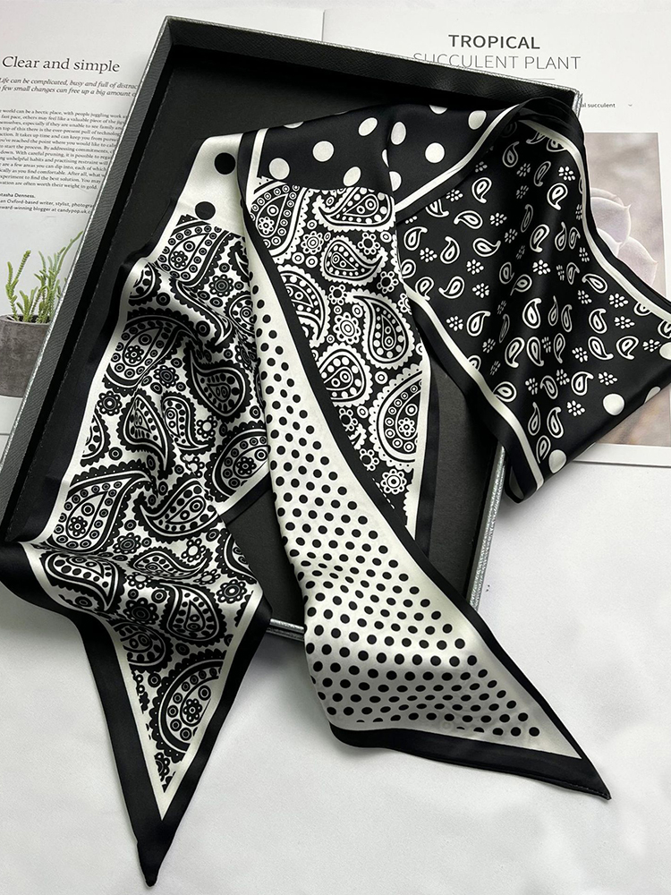 2025 foulard imprimé noix de cajou foulard en soie ruban mince foulard en soie femme étroit Long multi-fonctionnel ruban décoratif écharpe