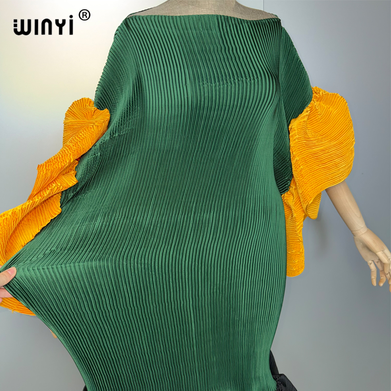 Robe plissée élastique WINYI, style bohème, tenue de plage, kaftan musulman, abaya, robe longue de luxe pour femme, Dubaï, robe de soirée pour les vacances.