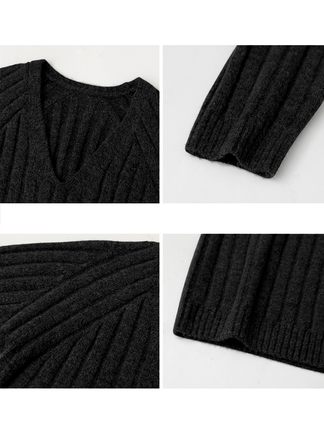 Pulls tricotés décontractés à manches longues pour femmes, col en V, couleur unie côtelée