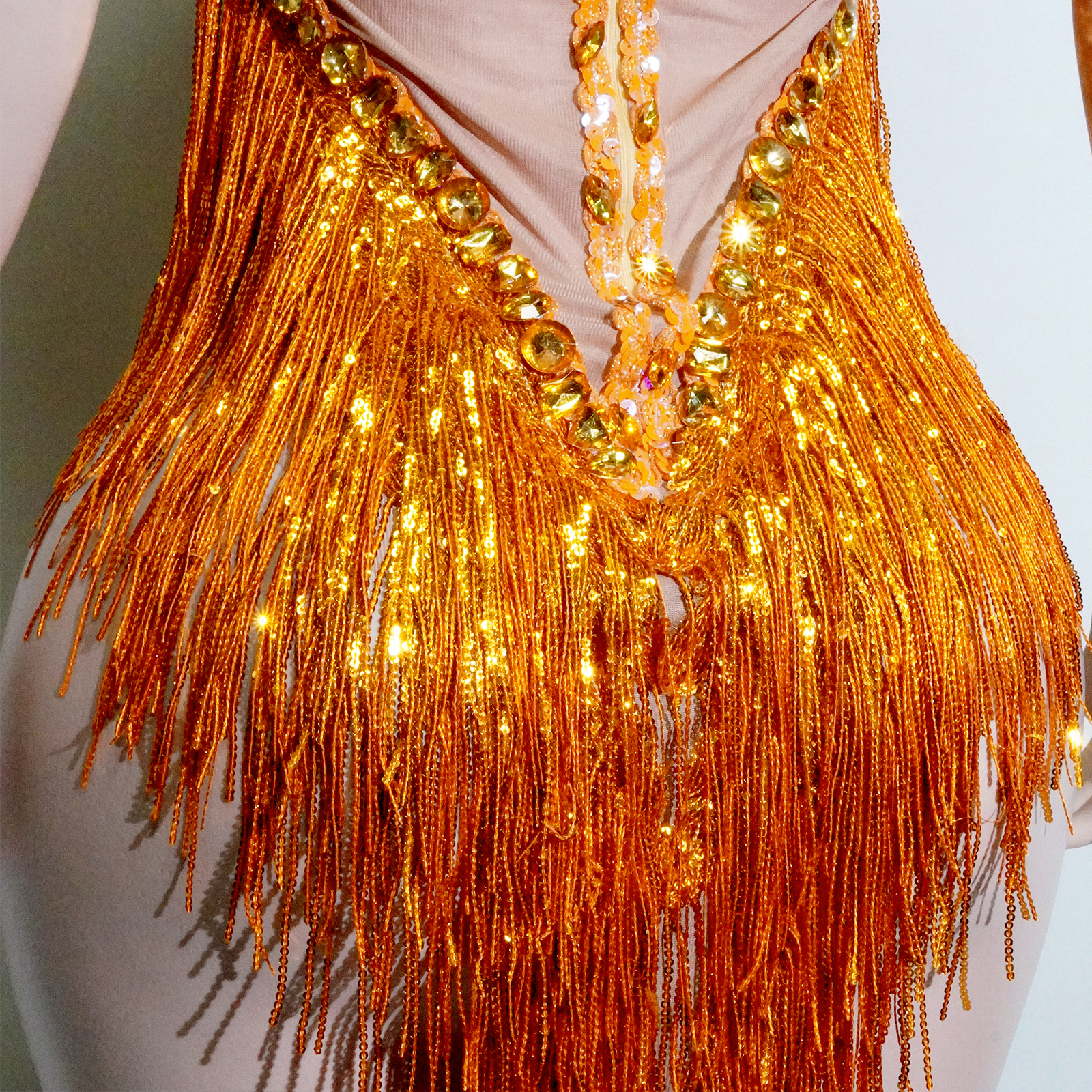 Jupe pour femme à franges, sequins et strass, en maille transparente, robe de soirée d'anniversaire, costume de danse latine, performance scénique, boîte de nuit, bar