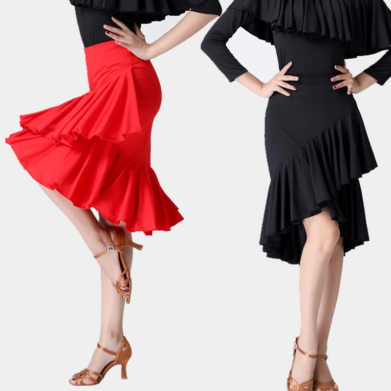 Jupe de danse latine pour femmes, robe de danse de salle de bal, Tango Rumba