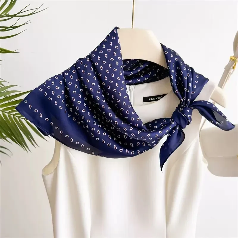 Foulard carré en soie pour femmes, 70x70cm, rétro, imprimé Paisley et noix de cajou, Foulard en Satin doux, bandeau Hijab