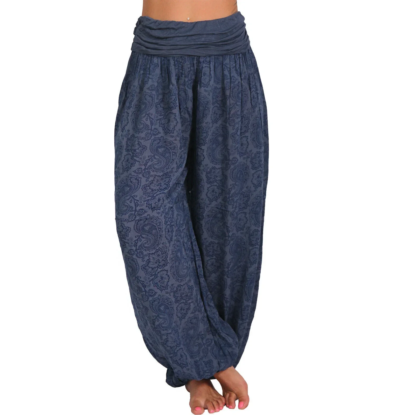 Taille S-5XL des femmes Numérique imprimé long pantalon large jambe pantalon décontracté pantalon Harlan